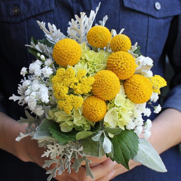 Simple Yellow Bridal Bouquet in yellows, white and cream.